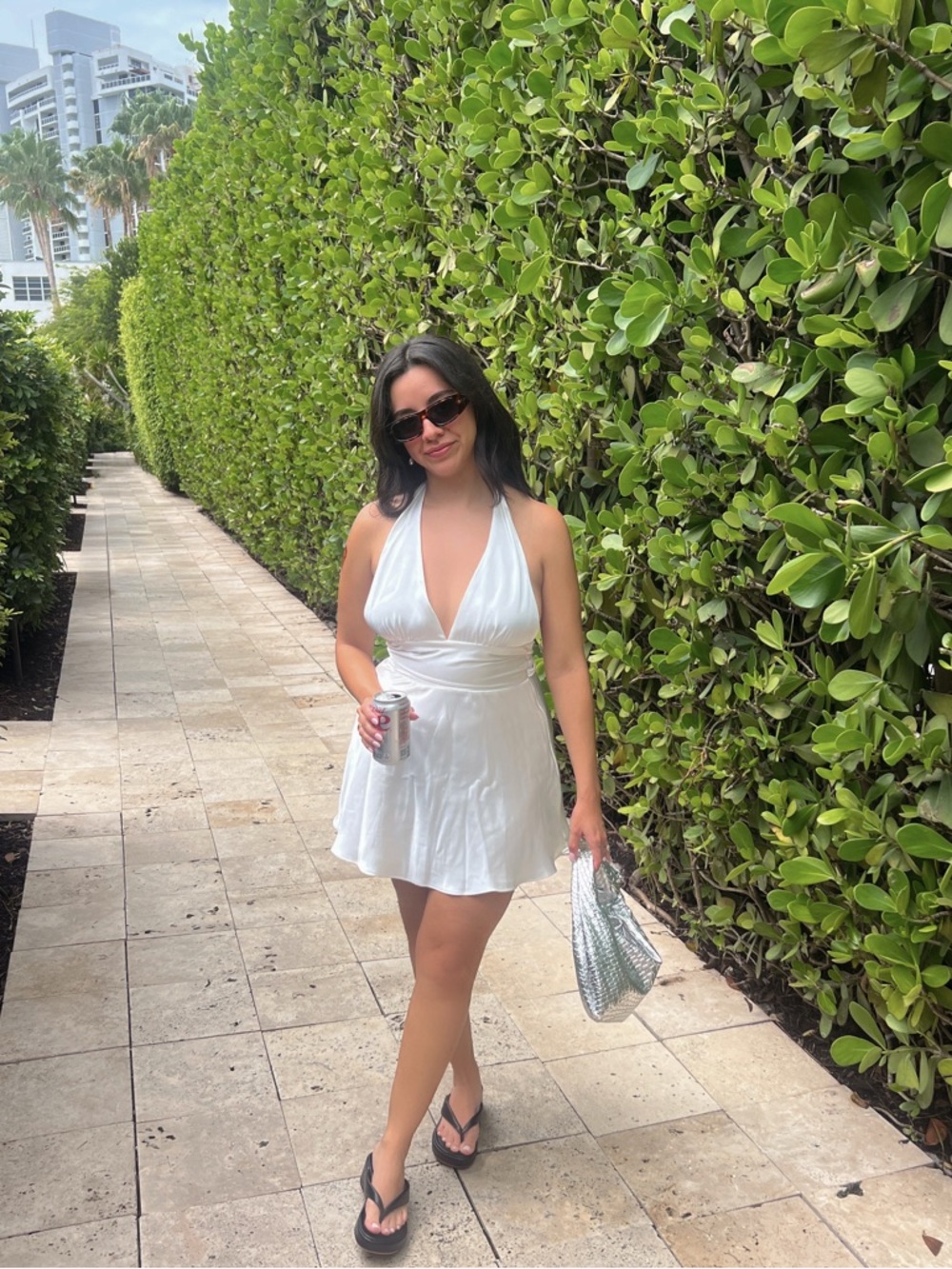 Zara White Satin Halter Mini Dress